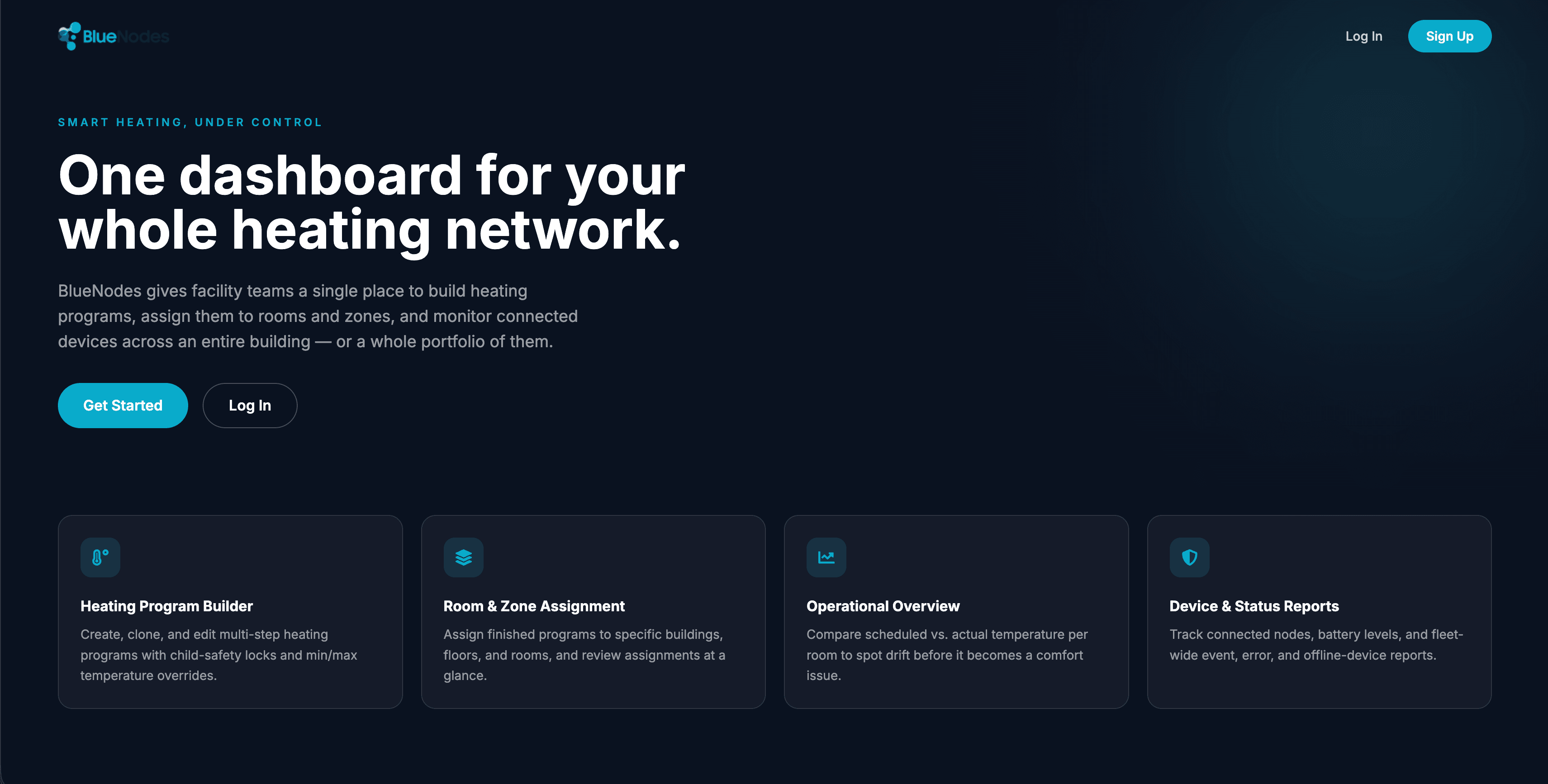 Blue Nodes: Smart Heating Dashboard screenshot